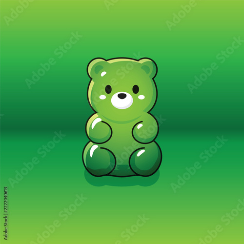 Green gummy bear with green shaded background  for banners, cards, flyers, social media wallpapers