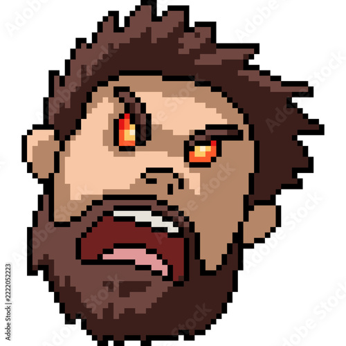 pixel art isolated background of mad man yelling