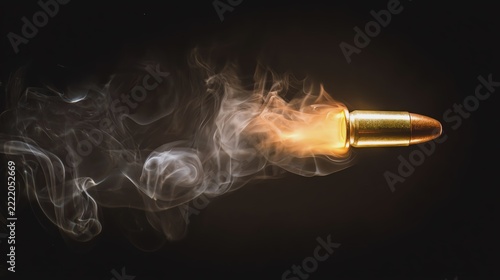 A bullet in motion with smoke effect.