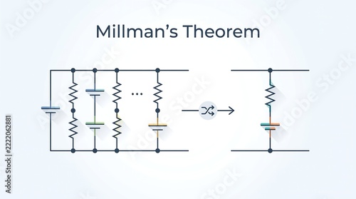 Millman theorem equivalent circuit diagram for simplifying parallel voltage and current sources