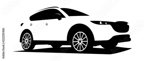 suv car black and white design vector