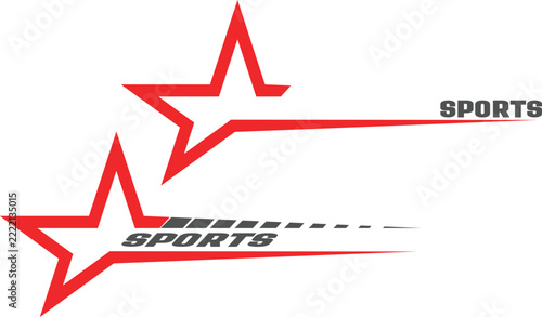 Red Star Sports Banner Vector with Dynamic Speed Lines and Bold Athletic Typography