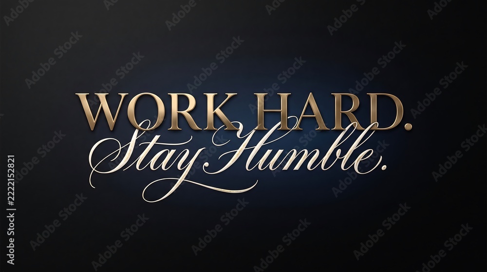 Fototapeta premium Work Hard Stay Humble Motivational Quote Elegant Metallic Typography