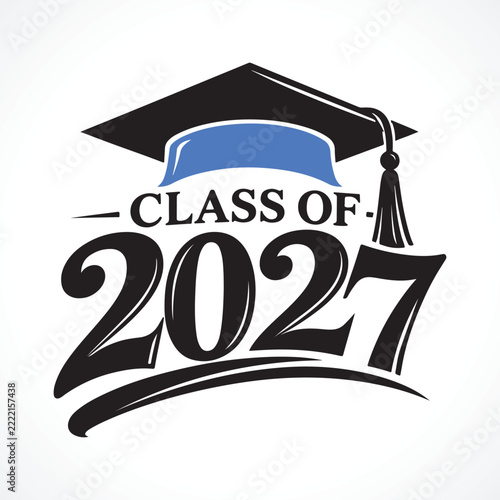 Class of 2027 Graduation Design Graduation Cap and Bold Typography Vector