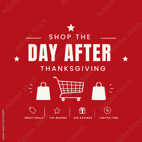 Day After Thanksgiving Shopping Sale with Cart and Bags