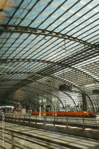 Train Station with Glass and Steel Roof
