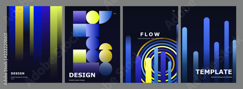 Set of four abstract geometric poster templates with modern gradient