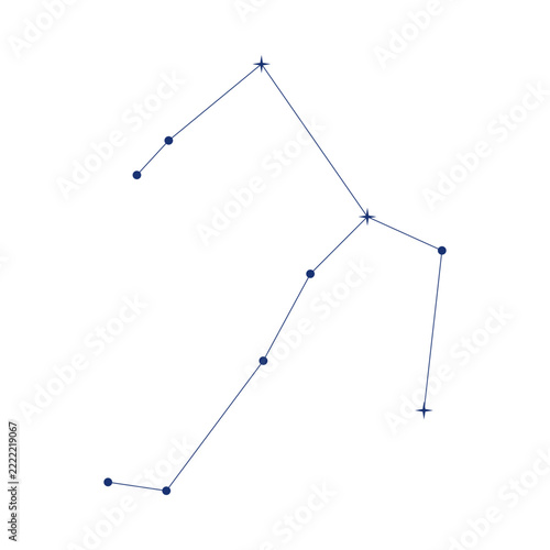Constellation map of stars connected by lines in space
