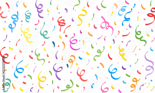 Colorful Confetti and Curly Streamers Seamless Celebration Background