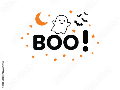 Obraz na plátně Halloween spooky ghost boo greeting vector illustration for party