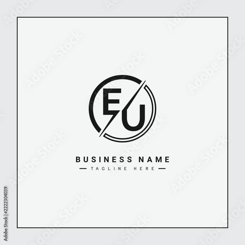 Abstract Letter EU Logo - Initial Monogram Template for Alphabet E and U