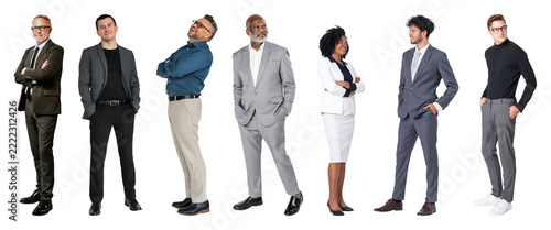 PNG Diverse professionals in formal attire on transparent background