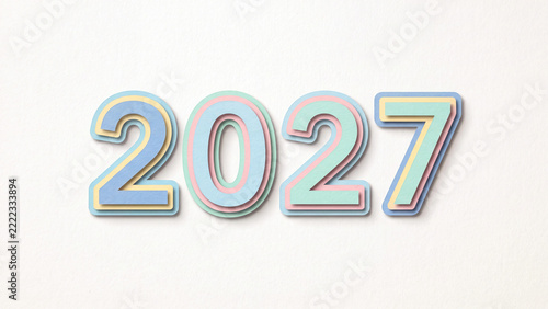 Layered paper cut style 2027 numerals on textured surface for minimal new year greeting card craft design stationery and creative calendar cover