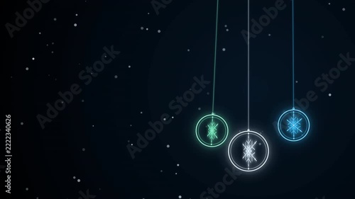 Animated Luminous Snowflake Decorations with Abstract Geometric Patterns on Dark Ethereal Background