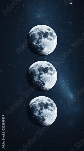 Three-dimensional spheres with cratered surfaces floating in dark space