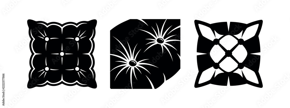 Fototapeta premium Tufted button cushion silhouette icons set