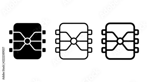 Fotografie Black and white circuit crossover vector icon set