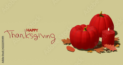 Fall creative concept pumpkin matte scene 3D rendering. Thanksgiving seasonal sale design. Autumn art presentation. Trendy holiday decorations with turkey