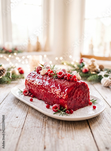 bûche de Noël aux fruits rouges
