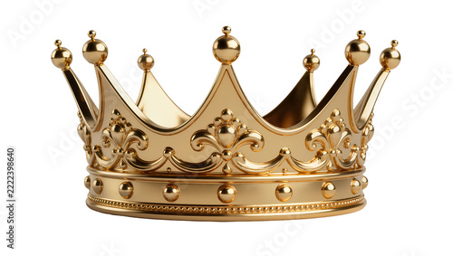 Fotografie Ornate golden royal crown with intricate details, isolated on transparent backgr