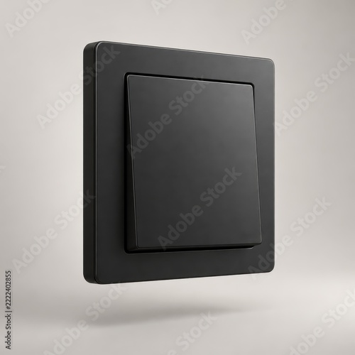 Matte Black Modern Large Rocker Light Switch Floating on Neutral Background, Premium Minimalist 3D Render