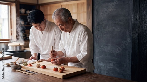 Japanese Wagashi Master and Apprentice Crafting Sweets