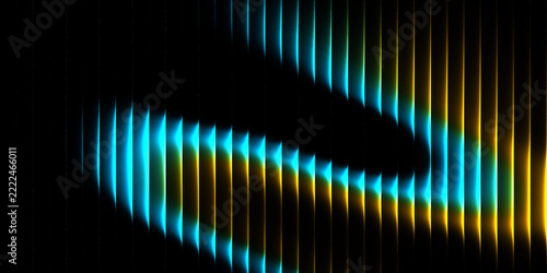 Futuristic Cyan and Yellow Neon Vertical Light Wave Abstract Background for Technology, Gaming, Music, Event Posters, Digital Advertising, Websites and Modern Graphic Design