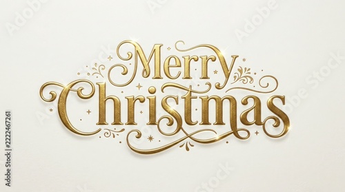 Elegant gold embossed merry christmas text design for holiday