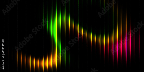 Abstract Multicolor Neon Vertical Light Wave Background on Black for Technology, Gaming, Music Events, Digital Posters, Website Banners and Modern Graphic Design