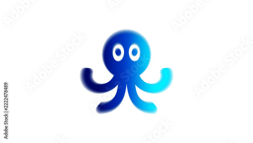 blue octopus isolated on white background