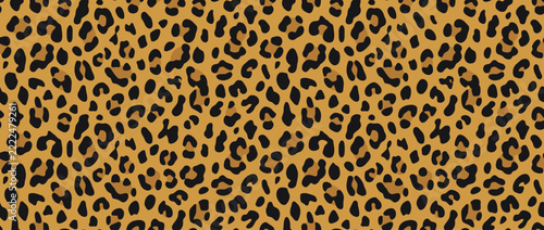 Leopard-print pattern with black rosettes and spots on a golden-tan background