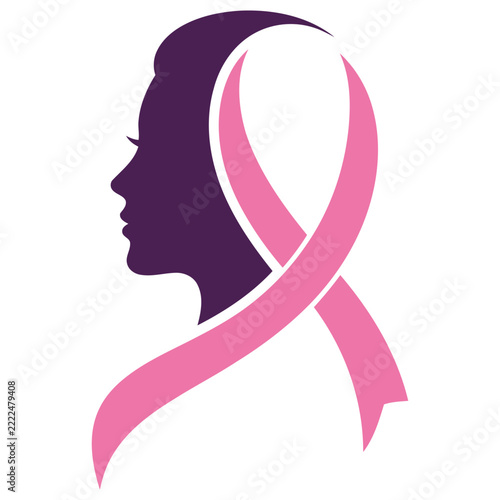 Silhouette of a woman's profile in dark purple set against a white background.