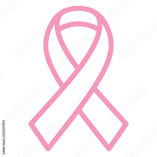 A pink ribbon symbol, typically associated with breast cancer awareness