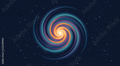 Vibrant Swirling Galaxy with Bright Center and Stars.