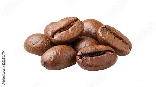 Obraz na plátně Roasted coffee beans pile on a transparent background