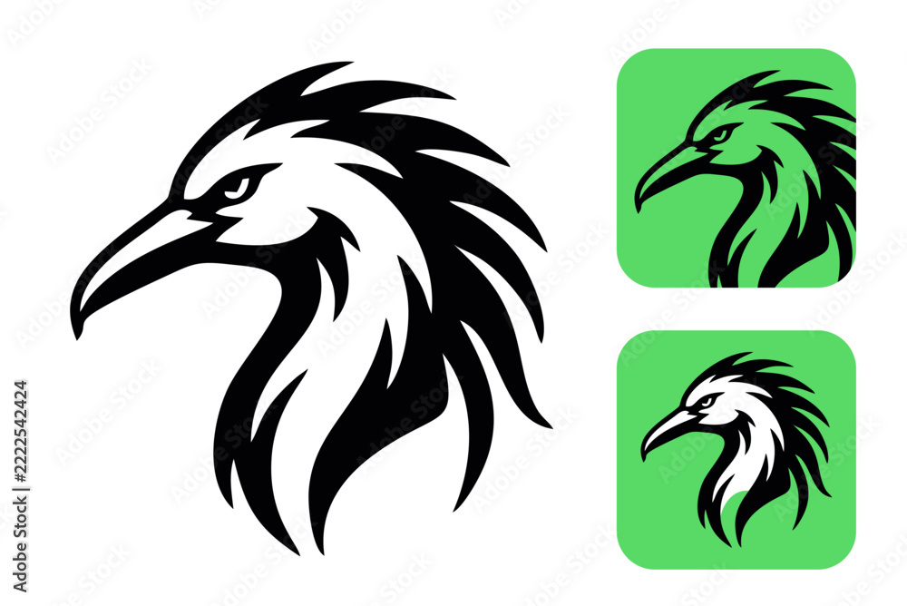Fototapeta premium Minimalist Fierce Heron Head Vector for App Icon