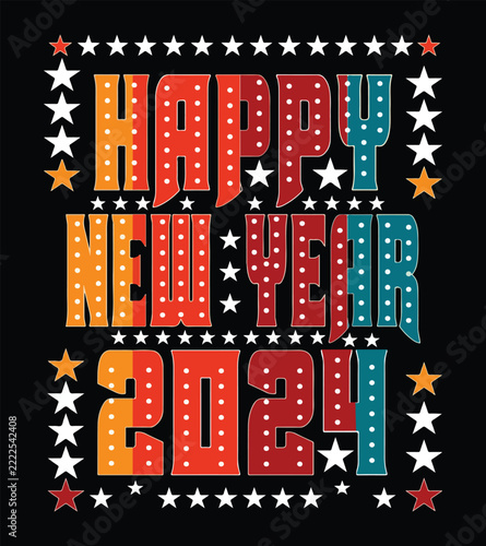 Happy New Year Typography Unique T-Shirt Design