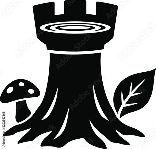 Tree Stump with Growth Rings and Leaves Nature Conservation Vector