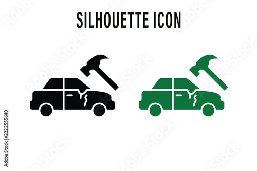 Silhouette car repair icon design, car bodywork dent repair symbol