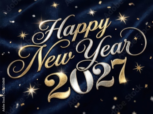 Happy new year 2027 festive text design