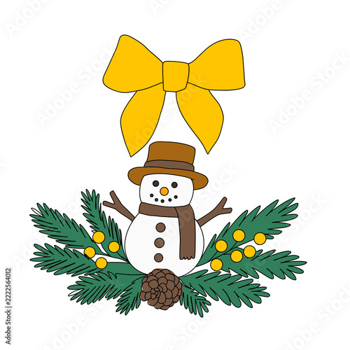 snowman with christmas tree