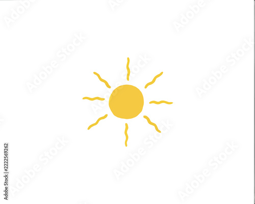 Minimalist Yellow Sun Vector, Simple Sunshine Icon Illustration