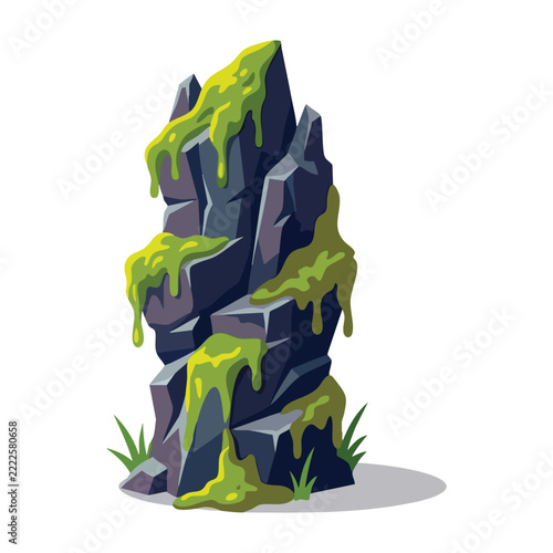 Illustrated Mossy Rock Isolated
