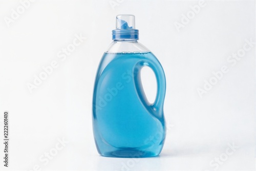 Blue laundry detergent bottle isolated on white background