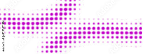 Monochrome halftone dotted illustration, abstract dynamic wave, ribbon pattern. Curved line with halftone effect, fluid design. Overlay template. Vector minimalist background. Vector