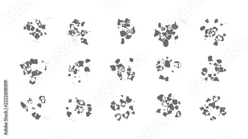 Set of distressed ink splash texture design elements