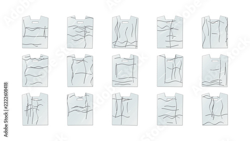 Set of wrinkled plastic bag texture