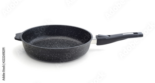 Kitchen frying pan isolated on white.