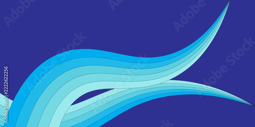 Abstract Blue Wave Background With Flowing Layered Ribbons for Modern Graphic Design
