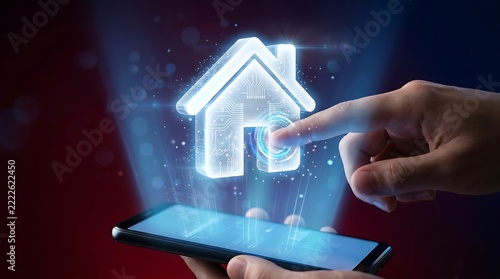 Person using smartphone app to view virtual 3d home for real estate